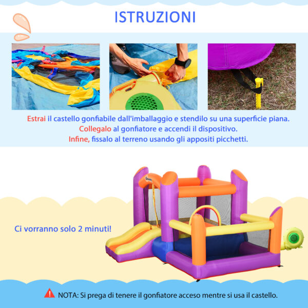 Castello Gonfiabile per Bambini con Scivolo e Piscina Multicolor