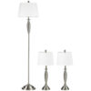 Set con Lampada da Terra e Lampada da Tavolo in Acciaio e Tessuto, Bianco e Argento