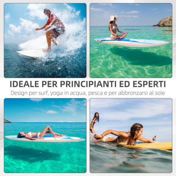 Tavola Gonfiabile SUP Stand Up Paddle con Pagaia Regolabile Blu 305x76x10cm