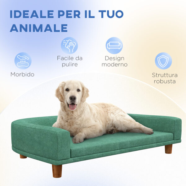 Divano per Cani di Taglia Grande con Gambe Rialzate e Cuscino Sfoderabile, 98x67x25 cm, Verde Chiaro