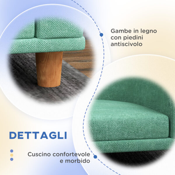 Divano per Cani di Taglia Grande con Gambe Rialzate e Cuscino Sfoderabile, 98x67x25 cm, Verde Chiaro