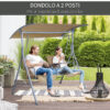 Dondolo da Giardino 2 Posti Separati con Tavolino e Tetto Regolabile, in Metallo 175x112x165cm Beige