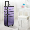 Trolley per Make Up Professionale in Alluminio Viola con Valigetta Removibile 33.5 x 23 x 76/95.5cm