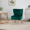 Poltroncina Stile Nordico dal Design Ergonomico in Legno e Velluto Verde