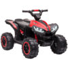 Quad Elettrico per Bambini 12V, 2 Velocità, Ruote Larghe con Sospensioni e Fari LED, Età 3-5 Anni, Rosso