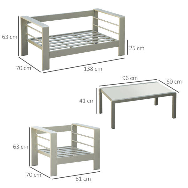 Set giardino 4 pezzi con Divanetto 2 Poltrone e Tavolino con Cuscini Sfoderabili Oro