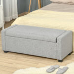 Panca Fondoletto con Vano Contenitore in Tessuto, 120x50x44cm - Grigio