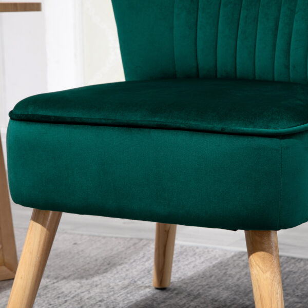 Poltroncina Stile Nordico dal Design Ergonomico in Legno e Velluto Verde