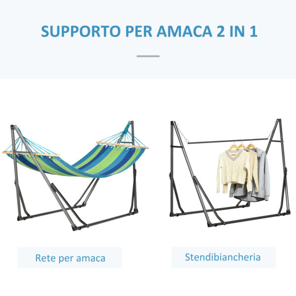 Supporto con Amaca Autoportante Pieghevole, Amaca in Cotone e Struttura in Acciaio, Capacità max. 120kg,  270x100x94cm