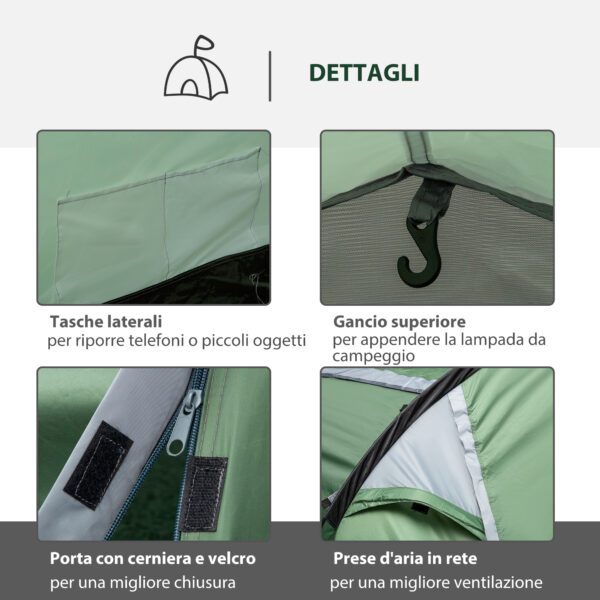 Tenda da Campeggio 4 Posti Ampio Vestibolo Impermeabile Verde Scuro