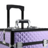 Trolley per Make Up Professionale in Alluminio Viola con Valigetta Removibile 33.5 x 23 x 76/95.5cm