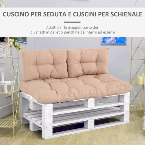 Cuscineria per Pallet Set 3 Cuscini per Seduta e Schienale di Divani Panca con Bancali, Poliestere Beige