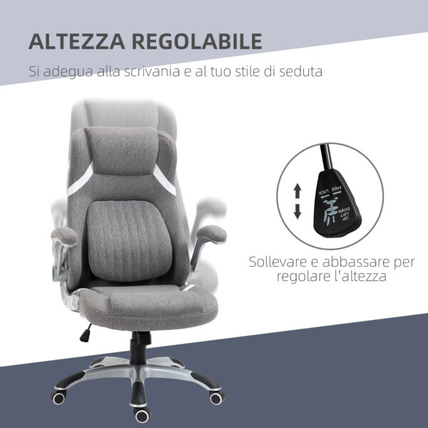 Sedia da Ufficio Reclinabile in Tessuto Traspirante e Acciaio con Altezza Regolabile, 68x76x109-117 cm