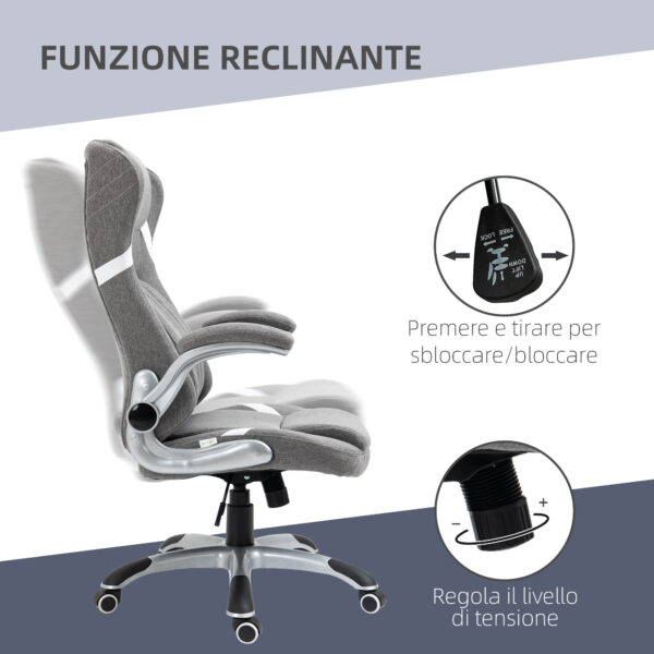 Sedia da Ufficio Reclinabile in Tessuto Traspirante e Acciaio con Altezza Regolabile, 68x76x109-117 cm