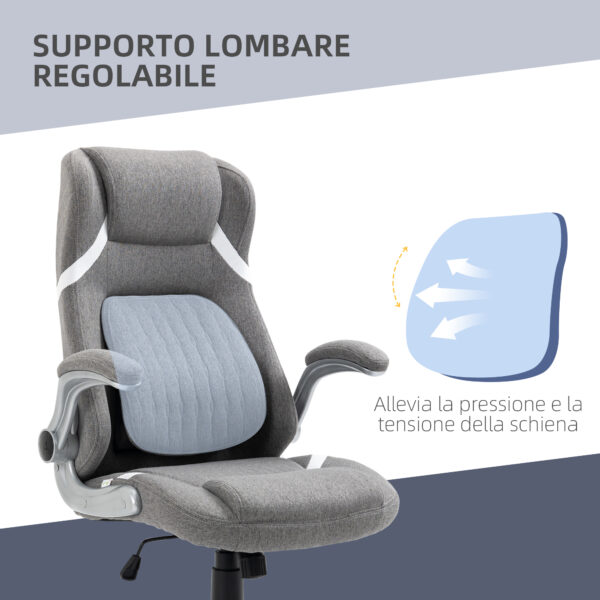 Sedia da Ufficio Reclinabile in Tessuto Traspirante e Acciaio con Altezza Regolabile, 68x76x109-117 cm