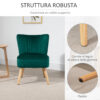 Poltroncina Stile Nordico dal Design Ergonomico in Legno e Velluto Verde