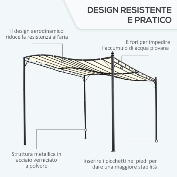 Gazebo Tenda Parasole Con Telo in Poliestere, Crema, 297x297cm