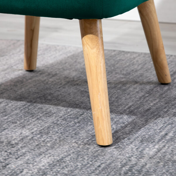 Poltroncina Stile Nordico dal Design Ergonomico in Legno e Velluto Verde