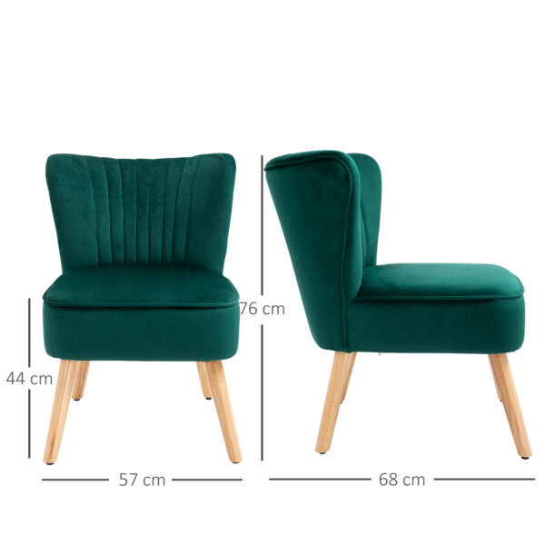 Poltroncina Stile Nordico dal Design Ergonomico in Legno e Velluto Verde