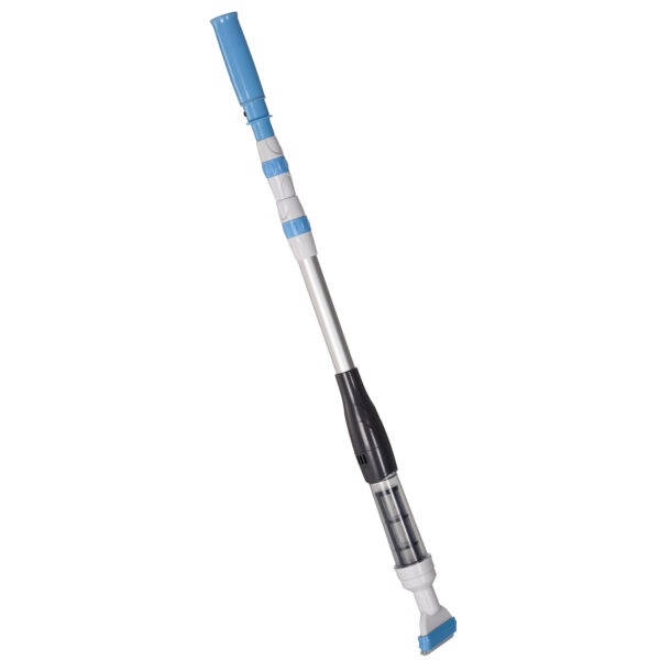 Aspirapolvere per Piscina Portatile e Cordless con Asta a 3 Livelli, Ø6x106-162 cm, Blu e Bianco