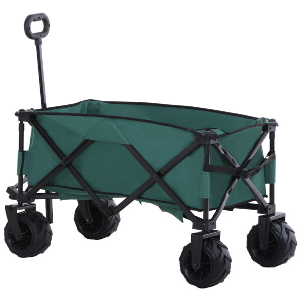 Carrello da Giardino Carico max 70kg con Maniglia Telescopica, in Metallo e Tessuto Oxford, 108x55 cm, Verde