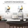 Supporto per Monitor PC in Acrilico con Scomparti Centrali, 57x19x11.5cm, Trasparente