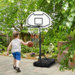 Canestro Basket per Bambini ad Altezza Regolabile 132.5 - 161.5 cm con Base Riempibile e Ruote, Multicolore