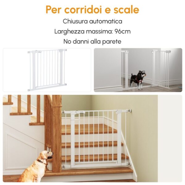 Cancelletto di Sicurezza per Cani, Fissaggio a Pressione Larghezza Regolabile 75-96cm