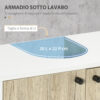 Mobile Bagno Sotto Lavabo a 2 Ante con Ripiano Interno in Truciolato e Acciaio, 60x30x60 cm, Bianco e Rovere