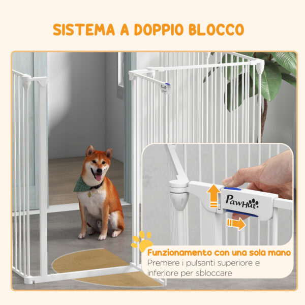 Cancellino per Cani di Taglia Media Pieghevole a 6 Pannelli, in Acciaio e Plastica, 123x102x100 cm, Bianco