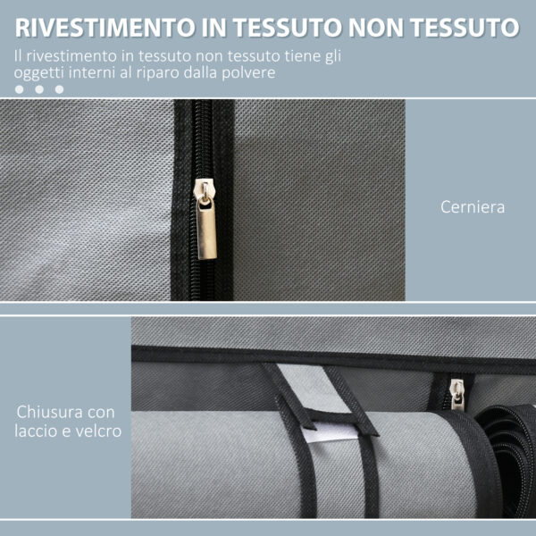 Armadio Guardaroba Portatile in Tessuto non Tessuto con 4 Ripiani Aperti e 2 Appendini, 118x49x170 cm, Grigio