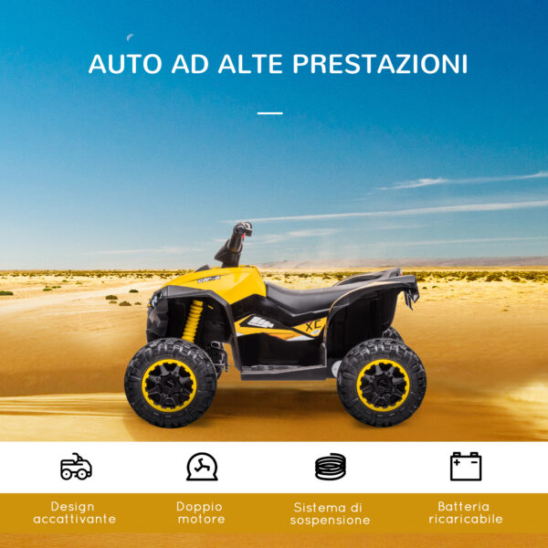 Quad Elettrico per Bambini 12V con 2 Velocità, Ruote Larghe con Sospensioni e Fari LED, Età 3-5 Anni, Giallo