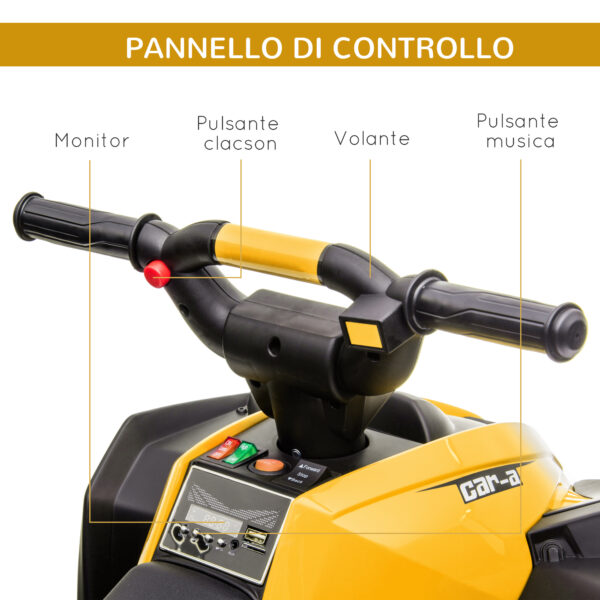 Quad Elettrico per Bambini 12V con 2 Velocità, Ruote Larghe con Sospensioni e Fari LED, Età 3-5 Anni, Giallo