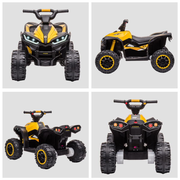 Quad Elettrico per Bambini 12V con 2 Velocità, Ruote Larghe con Sospensioni e Fari LED, Età 3-5 Anni, Giallo