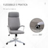 Sedia da Ufficio Girevole con Poggiatesta, Poltrona con Altezza Regolabile e Funzione Dondolo, 63x65x112-120cm, Grigio Chiaro