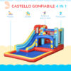 Castello Gonfiabile per Bambini 3-8 Anni con Trampolino, Scivolo e Piscina, 435x245x200cm