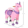 Cavallo a Dondolo con Ruote a Forma di Unicorno per Bambini da 3-6 Anni, 70x32x87cm, Rosa