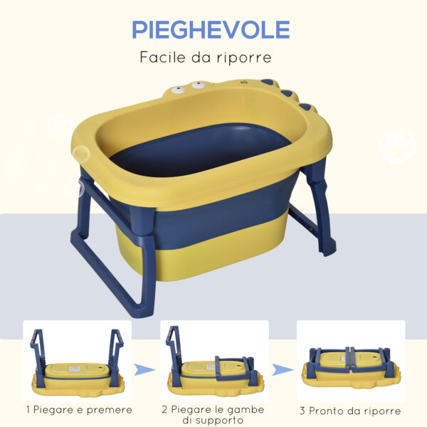 Vaschetta Bagnetto Pieghevole per Bambini di 0-6 Anni - Giallo Blu