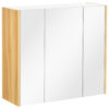 Armadietto Specchiera Bagno a 3 Ante con Mensole Regolabili, 68x22x60cm, Bianco