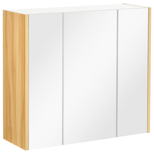 Armadietto Specchiera Bagno a 3 Ante con Mensole Regolabili, 68x22x60cm, Bianco