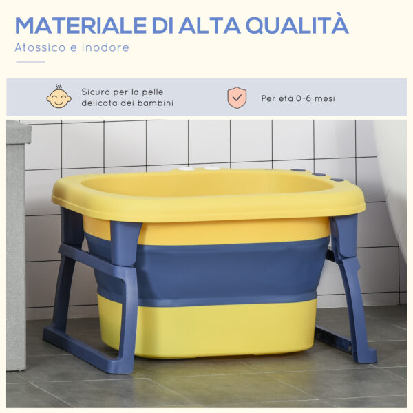 Vaschetta Bagnetto Pieghevole per Bambini di 0-6 Anni - Giallo Blu