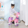 Cavallo a Dondolo con Ruote a Forma di Unicorno per Bambini da 3-6 Anni, 70x32x87cm, Rosa