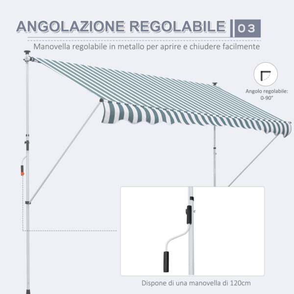 Tenda da Sole a Bracci con Manovella, Struttura Telescopica in Metallo e Parasole in Poliestere 300x150cm Verde