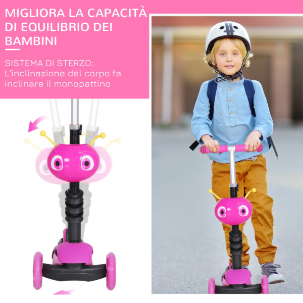 Monopattino 3 Ruote per Bambini con Sedile e Maniglione Altezza Regolabile