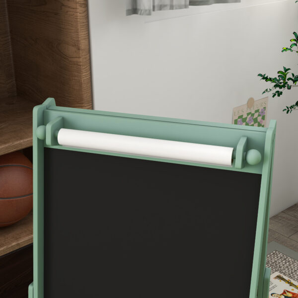 Lavagna per Bambini con Cavalletto 3 in 1 e 2 Contenitori, Età 3-8 anni, 54x46.5x93cm, Verde