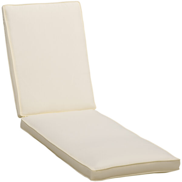 Cuscino per Lettino Prendisole con Rivestimento Poliestere Sfoderabile, 188x53x8cm, Bianco Crema