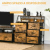 Mobile Cassettiera con 5 Cassetti in Tessuto Pieghevoli Stile Industriale, 83.5x29x87cm, Marrone