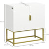 Mobile Bagno Sottolavabo con Armadietto 2 Ante in Legno e Acciaio, 60x30x65cm, Bianco e Oro