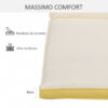 Cuscino per Lettino Prendisole con Rivestimento Poliestere Sfoderabile, 188x53x8cm, Bianco Crema