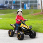 Quad Elettrico per Bambini 12V con 2 Velocità, Ruote Larghe con Sospensioni e Fari LED, Età 3-5 Anni, Giallo